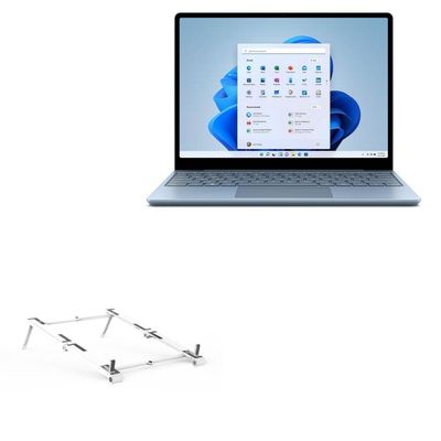 BoxWave Stand and Mount Compatible with Microsoft Surface Laptop Go 2 - Pocket Aluminum Stand 3-in-1, Portable Multi Angle Viewing Riser - Metallic Silver