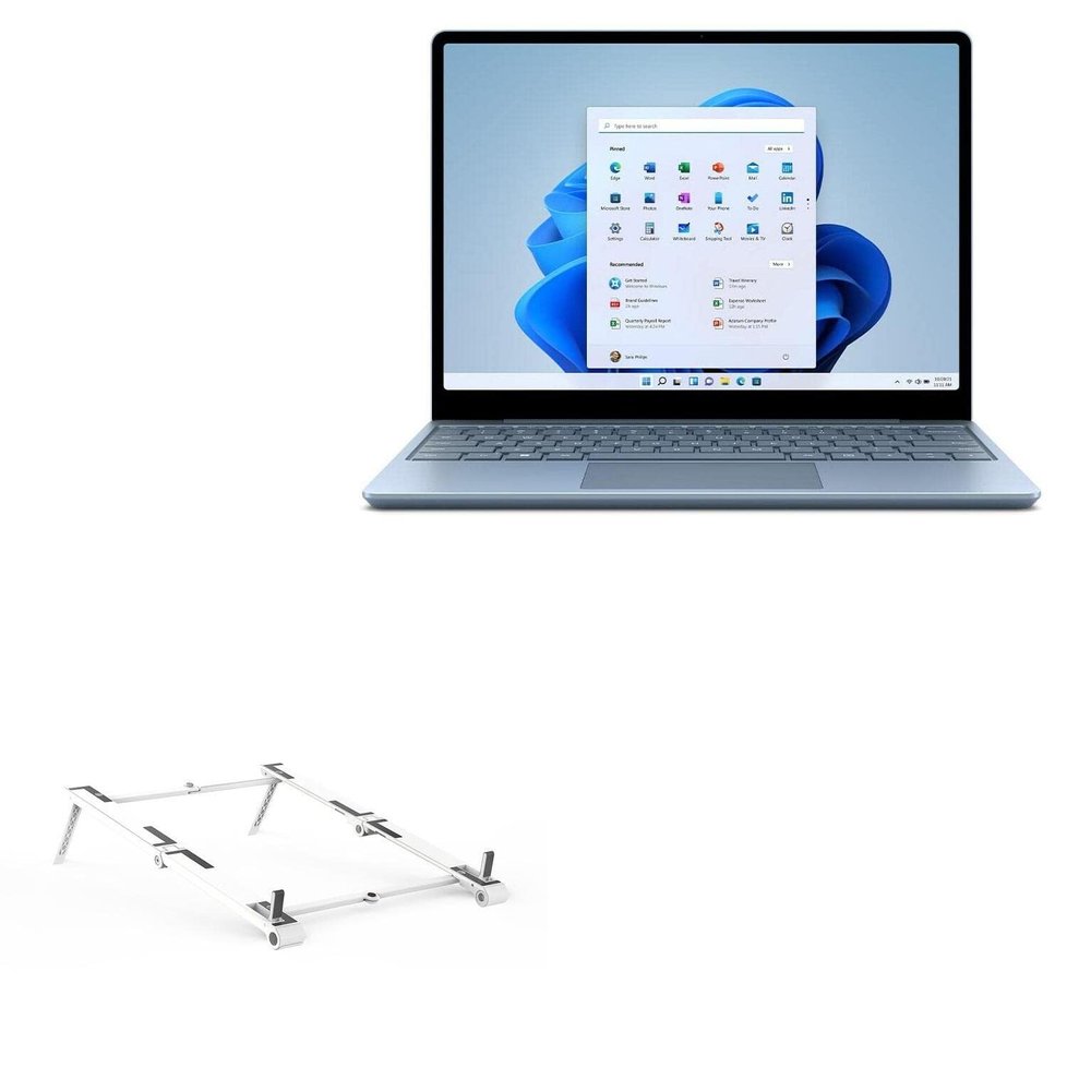 BoxWave Stand and Mount Compatible with Microsoft Surface Laptop Go 2 - Pocket Aluminum Stand 3-in-1, Portable Multi Angle Viewing Riser - Metallic Silver