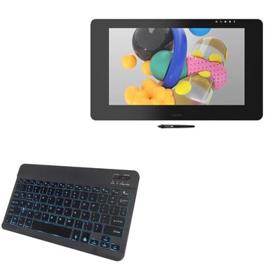 BoxWave Keyboard Compatible with Wacom Cintiq Pro 24 Touch (DTH-2420) - SlimKeys Bluetooth Keyboard - with Backlight, Portable Slim LED 7 Colors - Jet Black