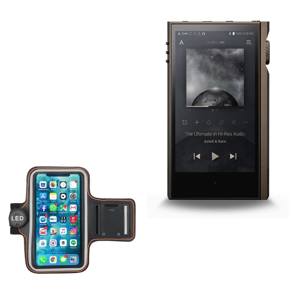 BoxWave Case Compatible with Astell & Kern Kann Max - JogBrite Sports Armband, High Visibility Safety Light LED Runners Armband - Bold Orange
