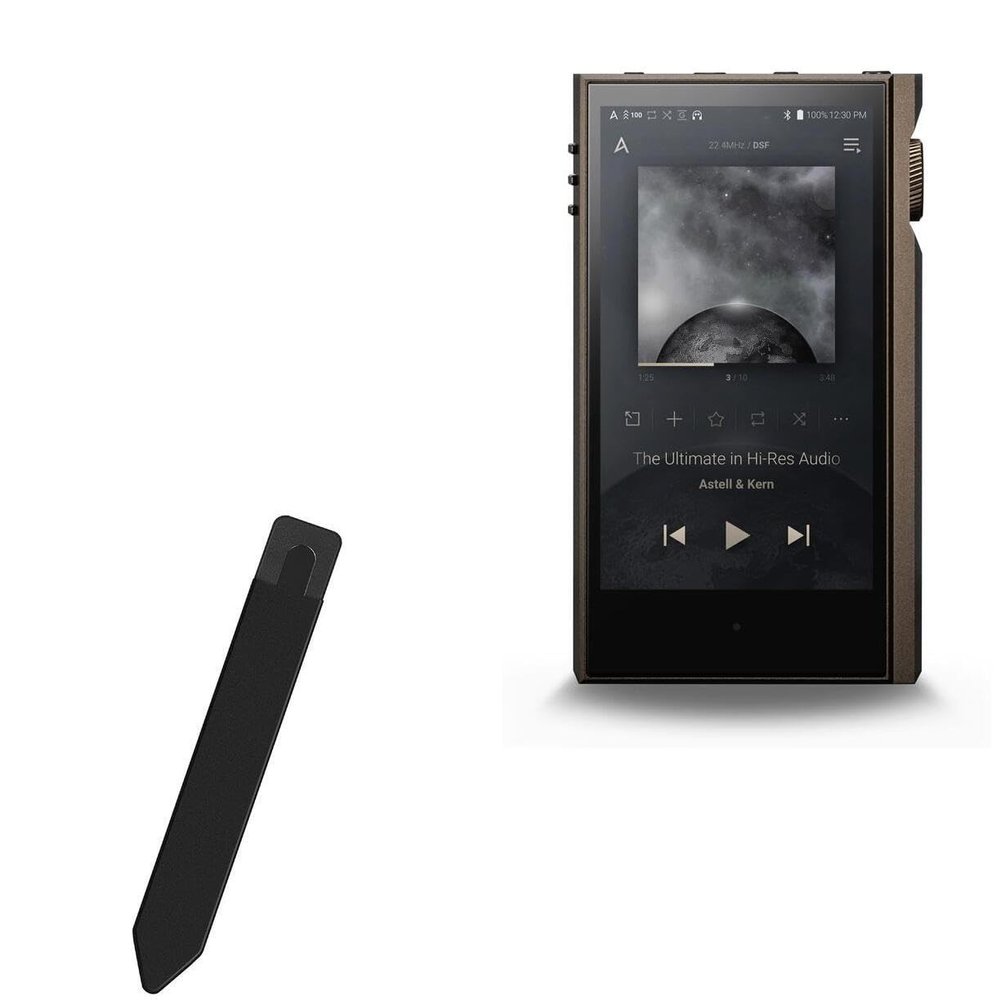 BoxWave Stylus Pouch Compatible with Astell & Kern Kann Max - Stylus PortaPouch, Pen Stylii Holder Carrier Portable Self-Adhesive - Jet Black
