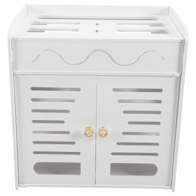 Cabilock Router Storage Box 12.8 Inch Plastic Wifi Hider Box with Lid Cable Organizer for Modem and Cord Management at Home Networking