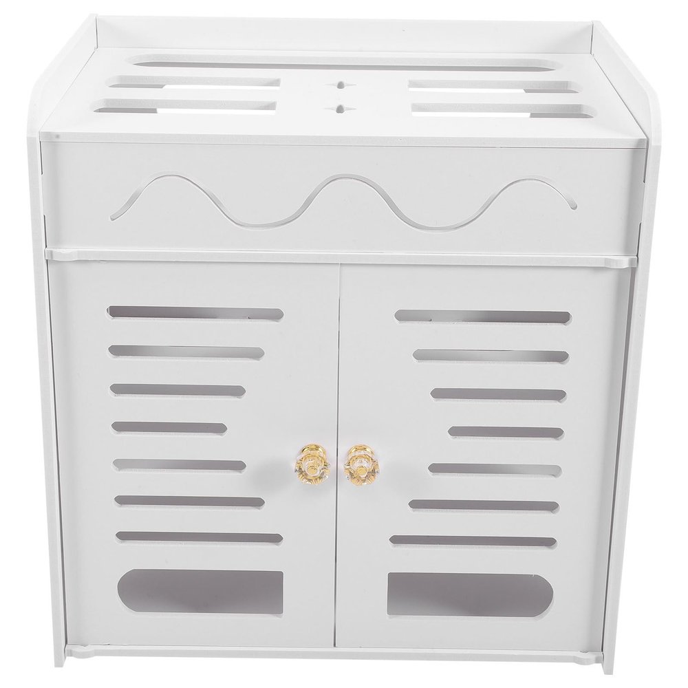 Cabilock Router Storage Box 12.8 Inch Plastic Wifi Hider Box with Lid Cable Organizer for Modem and Cord Management at Home Networking