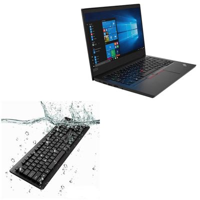 BoxWave Keyboard Compatible with Lenovo ThinkPad E14 (20TA) - AquaProof USB Keyboard, Washable Waterproof Water Resistant - Jet Black
