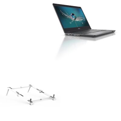 BoxWave Stand and Mount Compatible with Fujitsu LifeBook U7311 - Pocket Aluminum Stand 3-in-1, Portable Multi Angle Viewing Riser - Metallic Silver