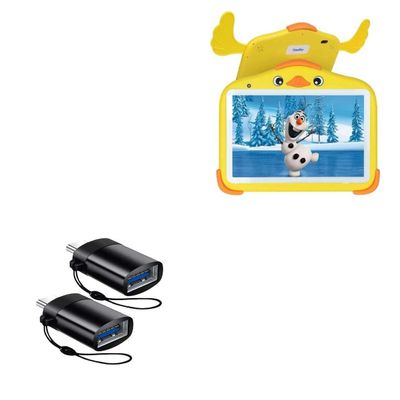 BoxWave Cable Compatible with YosaToo Android 11 Kids Tablet Y10 (10 in) - USB-C to A PortChanger (2-Pack), USB Type-C OTG USB Portable Keychain - Slate Black