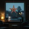 Artschatz Cathedral Paper Lantern Star Light - 5 Point  24 inch - Black/Pink with red/Orange Tissue Inlay view 4