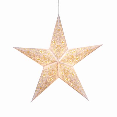 Artschatz Cathedral Paper Lantern Star Light - 5 Point  24 inch - White/Yellow with White Tissue Inlay