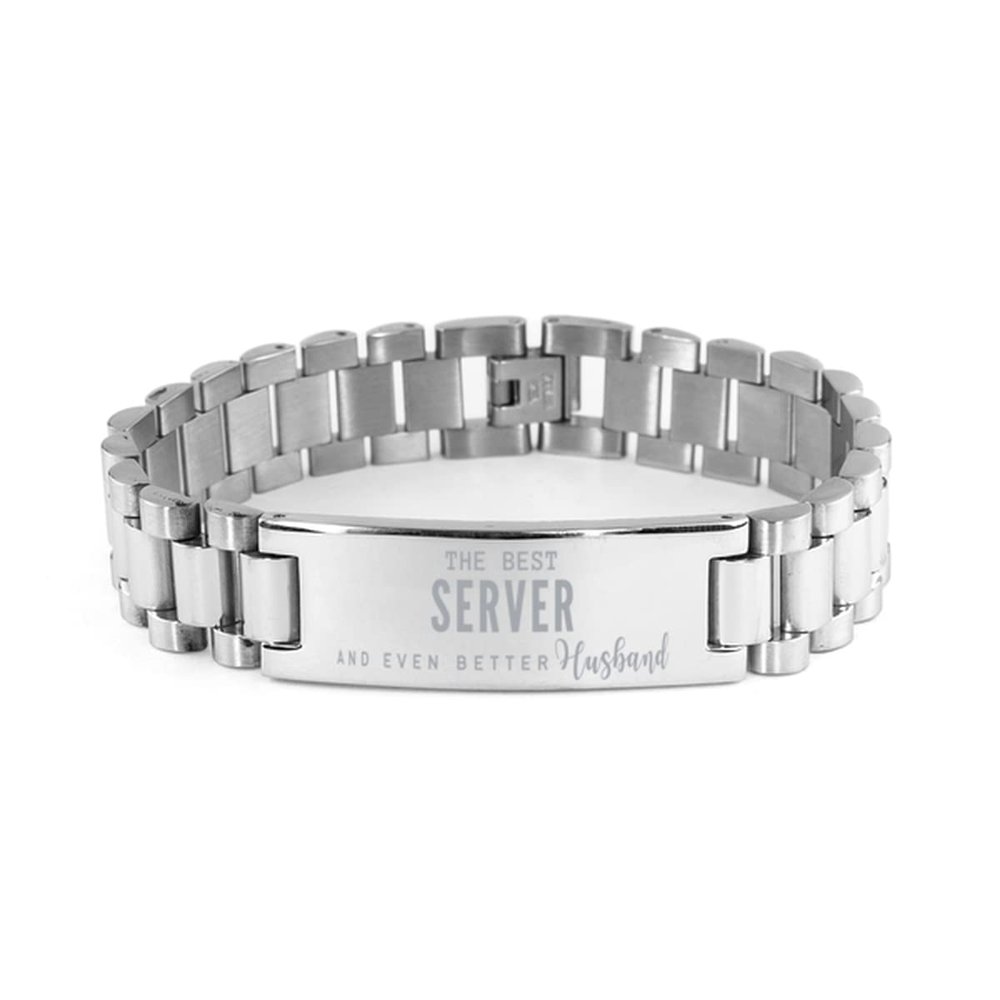 Server Husband Gifts for Server Funny Valentines Gifts Idea Server Ladder Stainless Steel Bracelet for lover Gag Inspiring Joke Server The Best Server and even better husband Server Gifts for Husband