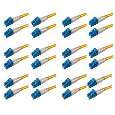 SpeedyFiberTX 12-Pack 12 Feet LC to LC Fiber Patch Cable, Corning SMF-28 Singlemode 9/125um Ultra Optical Fiber, OS1/OS2 Compatible, Duplex, Yellow LSZH Cable Jacket