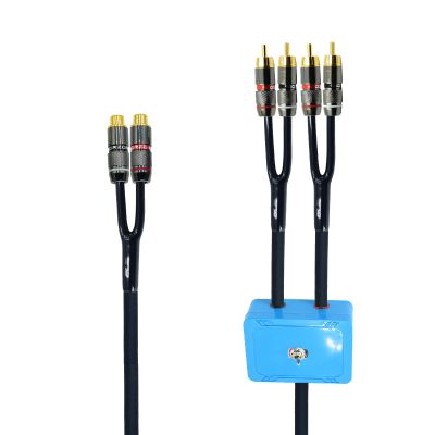 15ft Sound Channel swicher 2 female to 4 male RCA Switch Selector 2 in 1 Out R/L Stereo Audio 1 in 2 Out Stereo Audio Splitter with Mute Button No External Power Required CD Speaker dvd Player