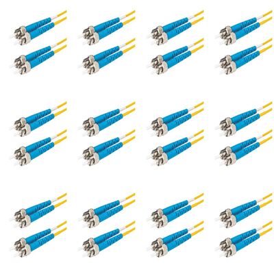SpeedyFiberTX 12-Pack 12 Meter Duplex Singlemode ST/U to ST/U Fiber Patch Cable, Corning SMF-28 9/125um Ultra Optical Fiber, OS1/OS2 Compatible, Yellow LSZH Cable Jacket