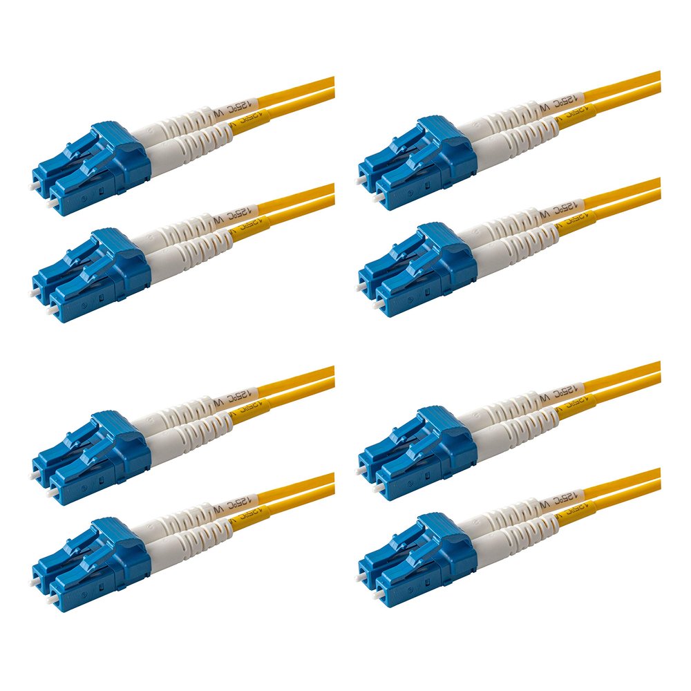 SpeedyFiberTX 4-Pack 6 Meter LC to LC Fiber Patch Cable, Corning SMF-28 Singlemode 9/125um Ultra Optical Fiber, OS1/OS2 Compatible, Duplex, Yellow LSZH Cable Jacket