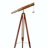 Navirock Brass Antique Orange Leather Covered Tripod Telescope Nautical Vintage Functional High Magnification Collectibles Gifts Item view 2