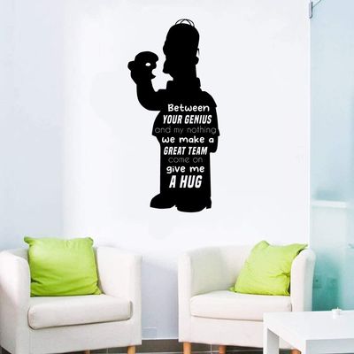 Between Your Genius and My Nothing We Make A Great Team Come On Give Me A Hug - Quote Bart Simpson Silhouette Vinyl Wall Sticker Decal Art Living Room Home Room Nursery Kinder Dcor Size (10x9 inch)