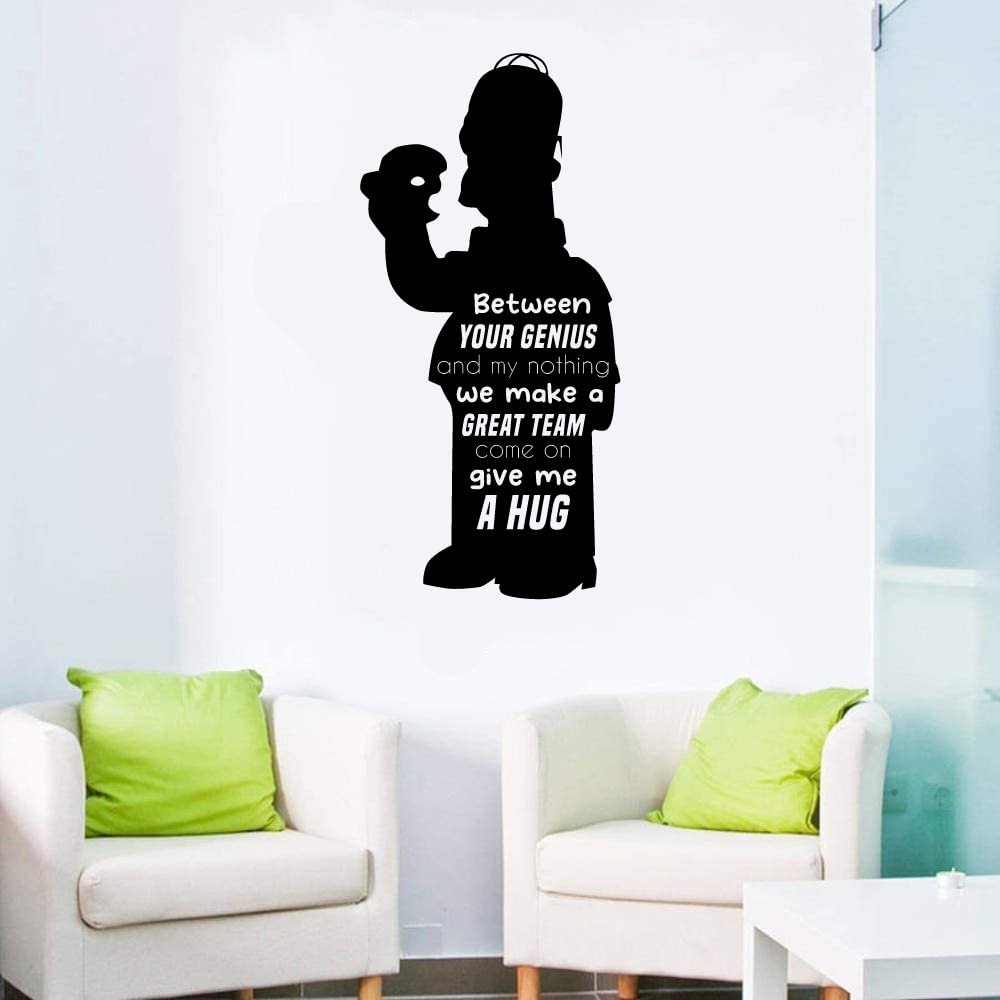 Between Your Genius and My Nothing We Make A Great Team Come On Give Me A Hug - Quote Bart Simpson Silhouette Vinyl Wall Sticker Decal Art Living Room Home Room Nursery Kinder Dcor Size (10x9 inch)