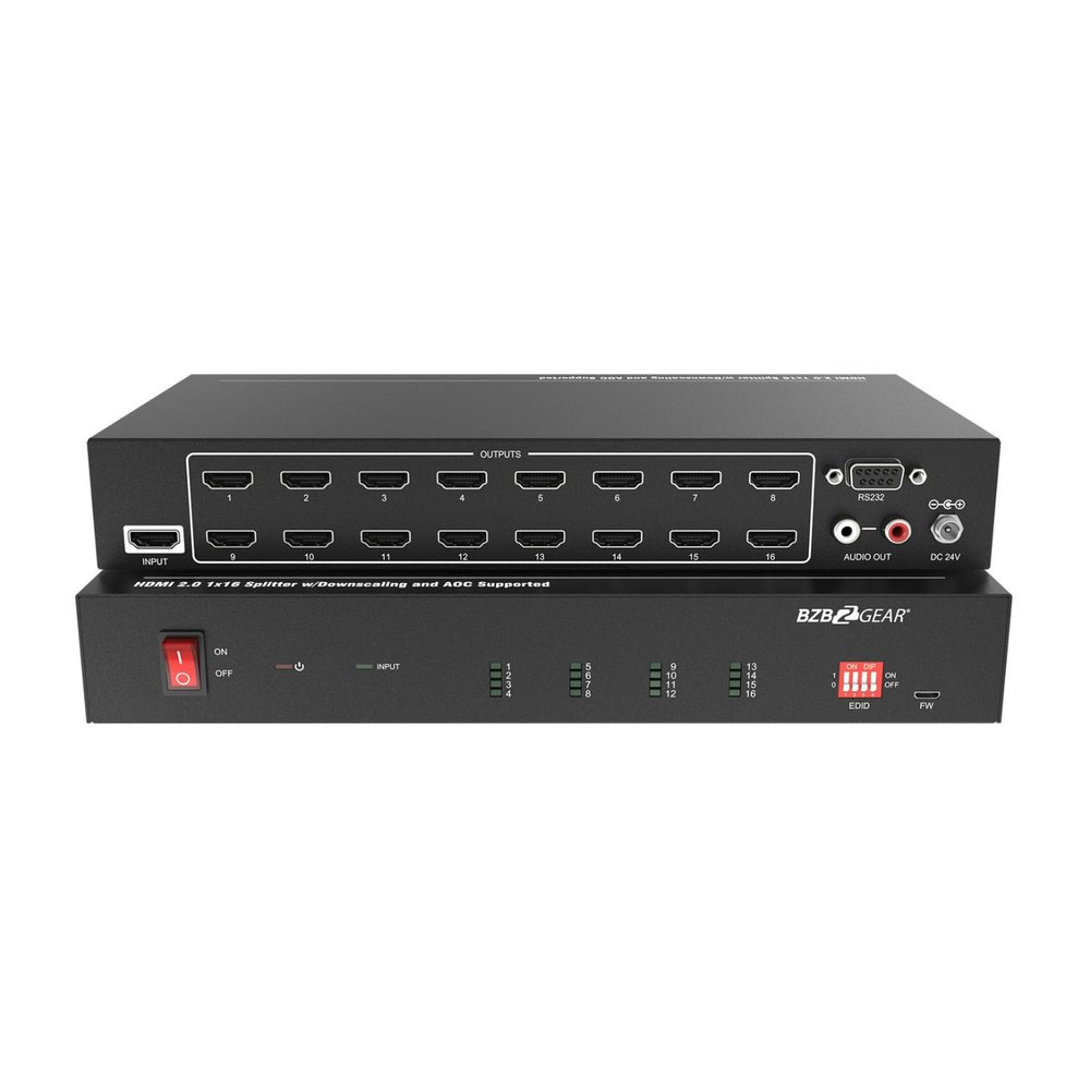 BZBGEAR 1x16 4K UHD HDMI Splitter/Distribution Amplifier with Downscaling and AOC Supported - BG-UHD-DA1X16