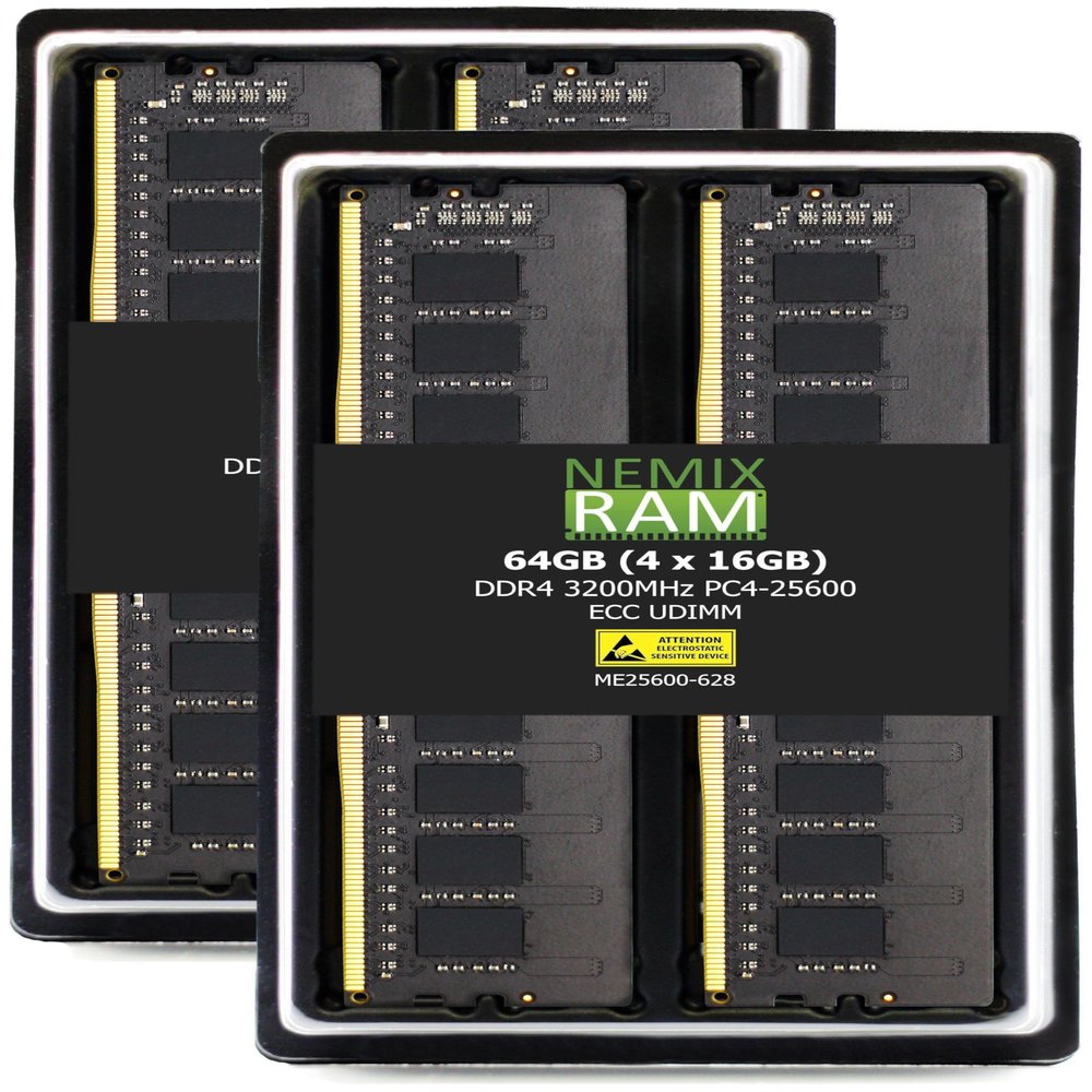 NEMIX RAM 64GB (4X16GB) DDR4 3200MHZ PC4-25600 2Rx8 1.2V CL22 288-PIN ECC Unbuffered UDIMM KIT Compatible with ASRock Rack Motherboad EPYC3451D4U-2L2T2O8R