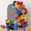 Iydamc Black and White Racing Checker Texture Arch Backdrop Covers,Checkered Flag Arched Stretchy Supplies for Baby Shower Birthday Party Decorations,Arch Props NO-363-2.5x6ft view 2