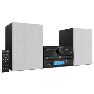 Philco Stereo Shelf Systems Tray Loading CD Player with Digital FM Radio, Bluetooth Streaming, Remote Control in Silver | LCD Display | 3.5mm Headphone Jack | MP3 & AUX Port Compatible | USB Input