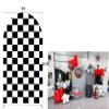 Iydamc Black and White Racing Checker Texture Arch Backdrop Covers,Checkered Flag Arched Stretchy Supplies for Baby Shower Birthday Party Decorations,Arch Props NO-363-3x6.5ft view 2