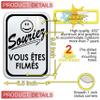 Sourire Vous TES FILM, 6.5 pouces par 9.5 pouces, Aluminium, 24 Heures vidos Signe. French Smile on Camera Video Surveillance Sign. 6.5 inch by 9.5 inch, Aluminum. (2 Pack) view 2