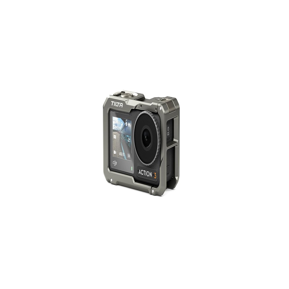 Tilta Full Camera Cage Compatible with DJI Osmo Action 3 | Dual-Sided Quick Release Design | Cold Shoe Receiver | TA-T40-FCC (Titanium Gray)
