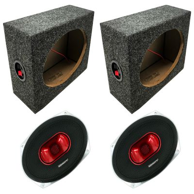 Gravity WZP69 Car Audio 6x9 4-Ohm 800W Speaker w/Audiotek 6x9 Car Truck Speaker Box Pair