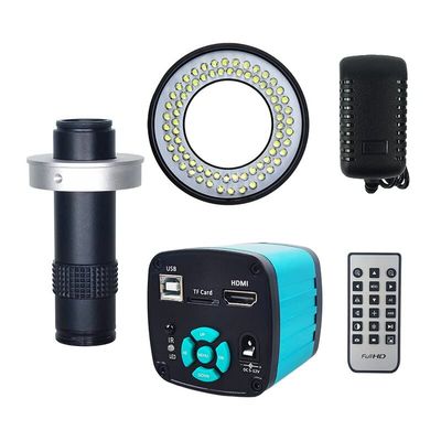 48MP 4K 1080P HDMI USB HD Industrial Video Digital Microscope Camera C Mount Lens LED Ring Light Electronics Soldering Repair (1-130x)