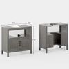 kleankin Pedestal Sink Storage Cabinet, Bathroom Under Sink Cabinet with 2 Doors and Open Shelf, Bathroom Vanity, Gray view 3