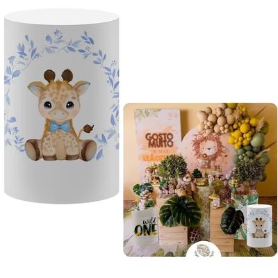 FiVan Jungle Safari Giraffe Theme Birthday Party Pillar Stand Rack Cover Elastic Stretch Spandex Fabric Pedestal Cover HP-18