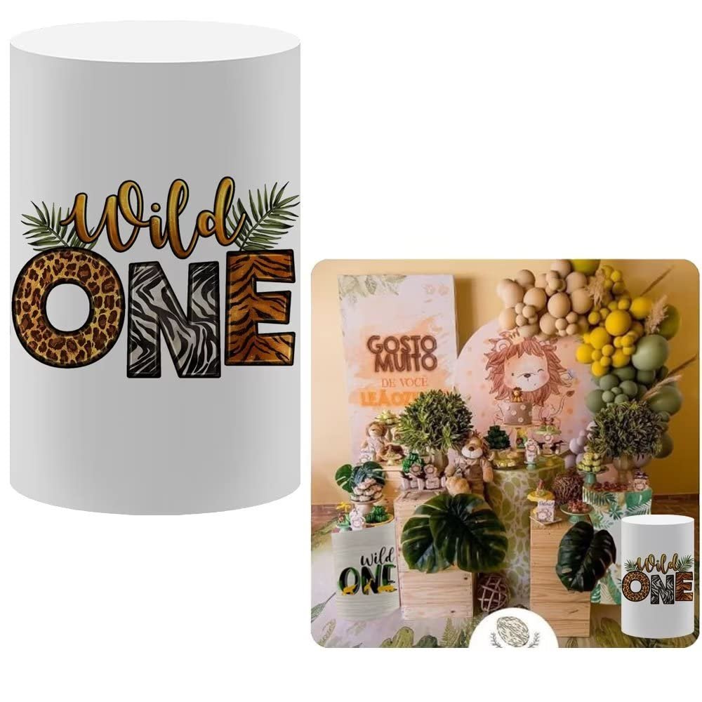 FiVan Jungle Safari Theme Wild One Birthday Party Pillar Stand Rack Cover Elastic Stretch Spandex Fabric Pedestal Cover HP-28