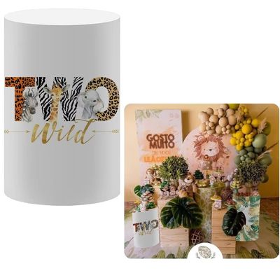FiVan Jungle Safari Theme Wild Two Birthday Party Pillar Stand Rack Cover Elastic Stretch Spandex Fabric Pedestal Cover HP-22