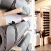 Yoga Mat Holder 9 Layer Wood Yoga Mat Holder for Commercial Gym, Wall Mount Home Yoga Mat Storage Racks for Hanging Exercise Mats, Freestanding Display Shelf view 4