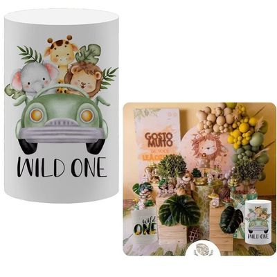 FiVan Jungle Theme Wild One Birthday Party Pillar Stand Rack Cover Elastic Stretch Spandex Fabric Pedestal Cover HP-20
