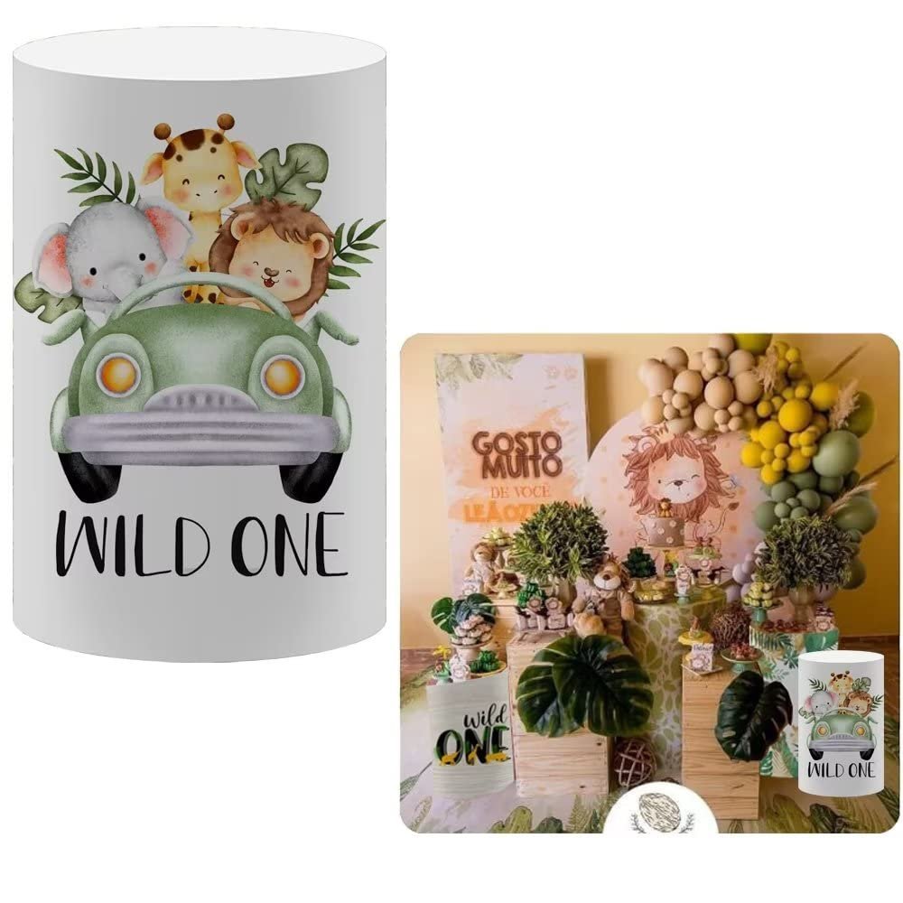FiVan Jungle Theme Wild One Birthday Party Pillar Stand Rack Cover Elastic Stretch Spandex Fabric Pedestal Cover HP-20