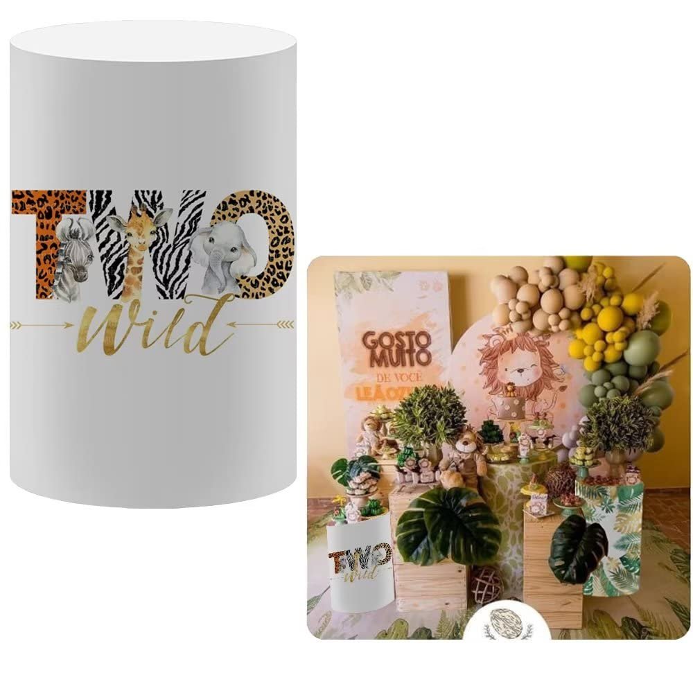 FiVan Jungle Safari Theme Wild Two Birthday Party Pillar Stand Rack Cover Elastic Stretch Spandex Fabric Pedestal Cover HP-22
