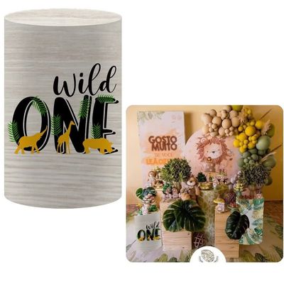 FiVan Jungle Safari Theme Wild One Birthday Party Pillar Stand Rack Cover Elastic Stretch Spandex Fabric Pedestal Cover HP-21