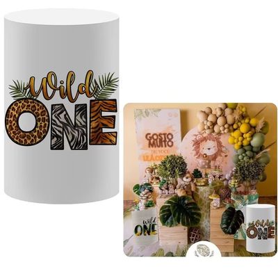 FiVan Jungle Safari Theme Wild One Birthday Party Pillar Stand Rack Cover Elastic Stretch Spandex Fabric Pedestal Cover HP-28