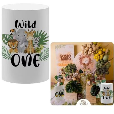 FiVan Jungle Safari Theme Wild One Birthday Party Pillar Stand Rack Cover Elastic Stretch Spandex Fabric Pedestal Cover HP-24