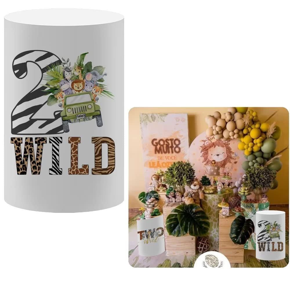 FiVan Jungle Safari Theme Wild Two Birthday Party Pillar Stand Rack Cover Elastic Stretch Spandex Fabric Pedestal Cover HP-23