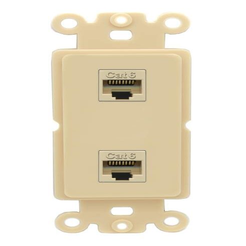 RiteAV 2 Port Cat6 Ethernet Wall Plate - Rocker [Ivory/Ivory]