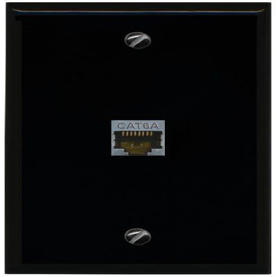 RiteAV 1 Port Cat6A Wall Plate - Flat [Black/Black]