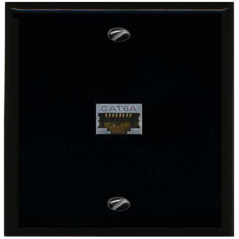 RiteAV 1 Port Cat6A Wall Plate - Flat [Black/Black]