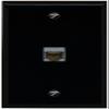 RiteAV 1 Port Cat6A Wall Plate - Flat [Black/Black] view 1