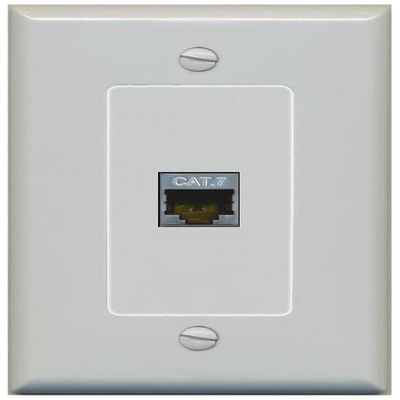 RiteAV 1 Port Cat7 Shielded Ethernet Wall Plate - 1 Gang [Gray/Gray]