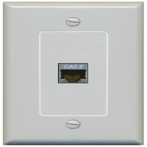 RiteAV 1 Port Cat7 Shielded Ethernet Wall Plate - 1 Gang [Gray/Gray]