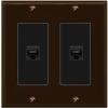 RiteAV 2 Port Cat6 Ethernet Wall Plate - 2 Gang [Brown/Black] view 1
