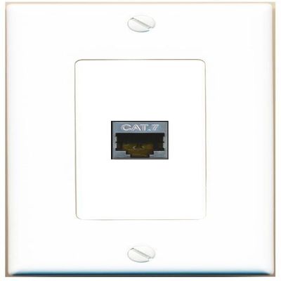 RiteAV 1 Port Cat7 Shielded Ethernet Wall Plate - 1 Gang [White/White]