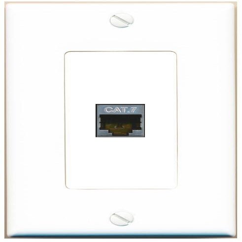 RiteAV 1 Port Cat7 Shielded Ethernet Wall Plate - 1 Gang [White/White]
